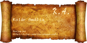 Kolár Amália névjegykártya
